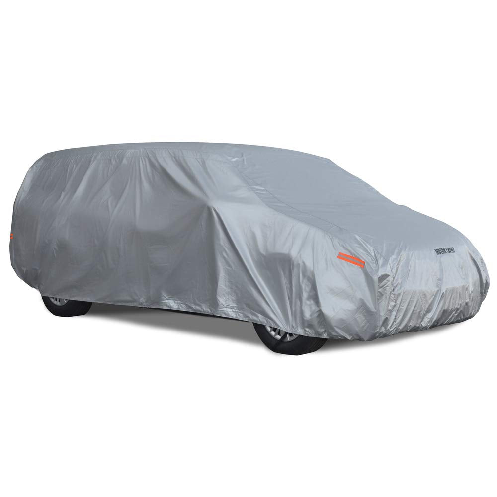 6-Series Multi-Layered Waterproof SUV & Van Car Cover - Heavy Duty Vehicle Outdoor Indoor Inner Fleece-Lined Snow Rain Sun UV Dust Exterior Protection Full Coverage (XL - max Length 225")