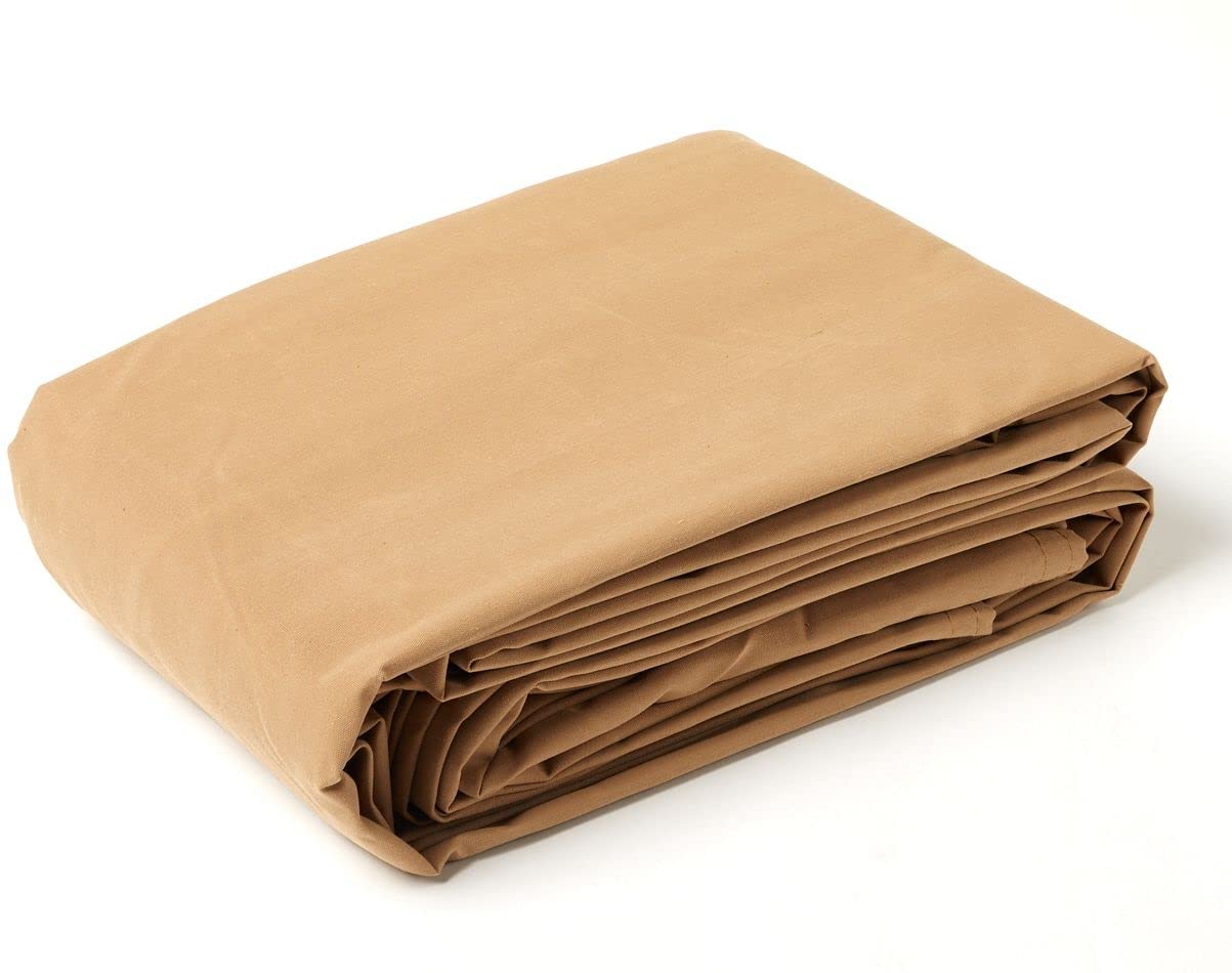 Tarps Now 20x40 Feet Waterproof Canvas Tarp|20 MIL Commercial Grade, Heavy Duty, Tear-Resistant, Rustproof Brass Grommets, Reinforced Edges| Ideal for Construction, Trucking, Manufacturing –Tan Color
