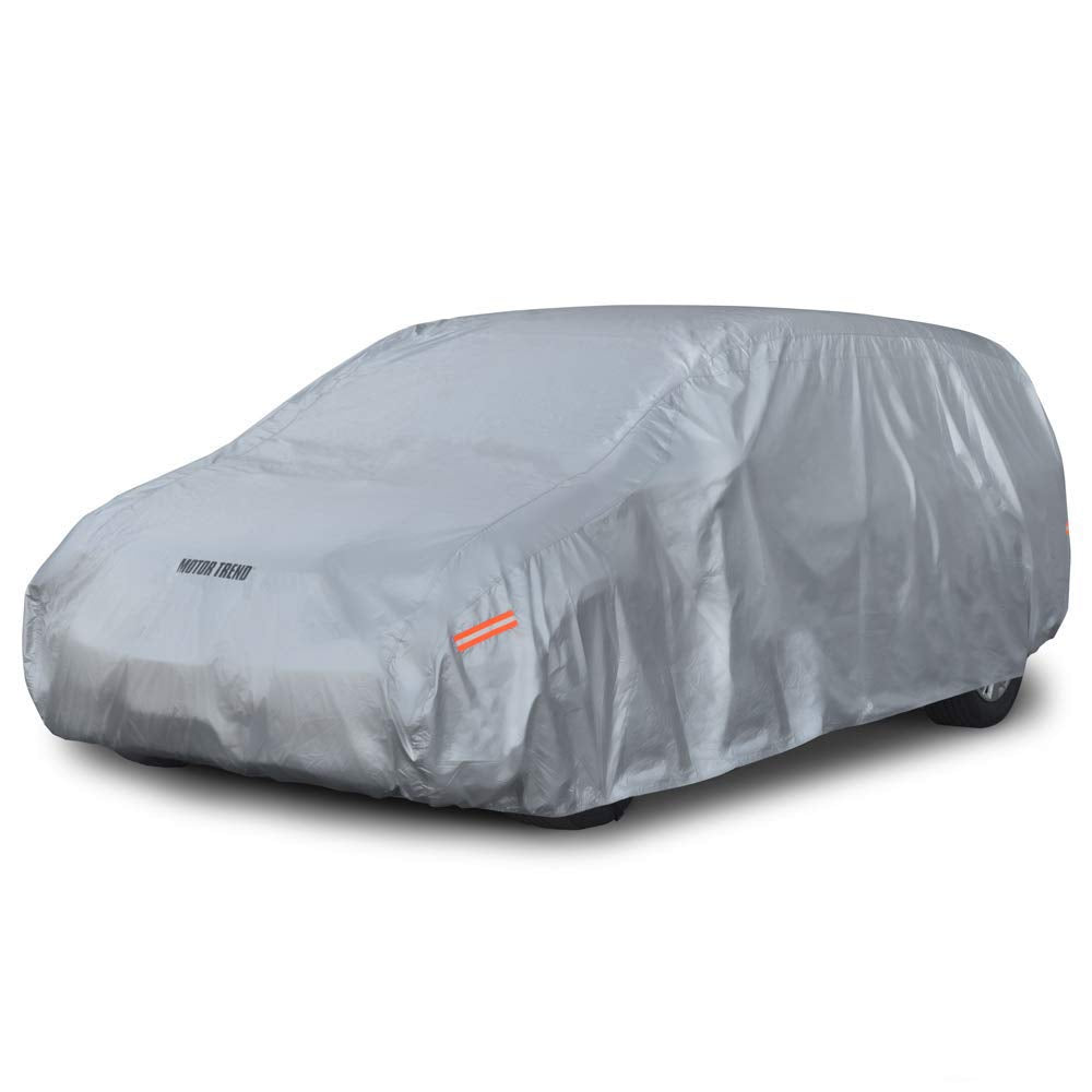 6-Series Multi-Layered Waterproof SUV & Van Car Cover - Heavy Duty Vehicle Outdoor Indoor Inner Fleece-Lined Snow Rain Sun UV Dust Exterior Protection Full Coverage (XL - max Length 225")