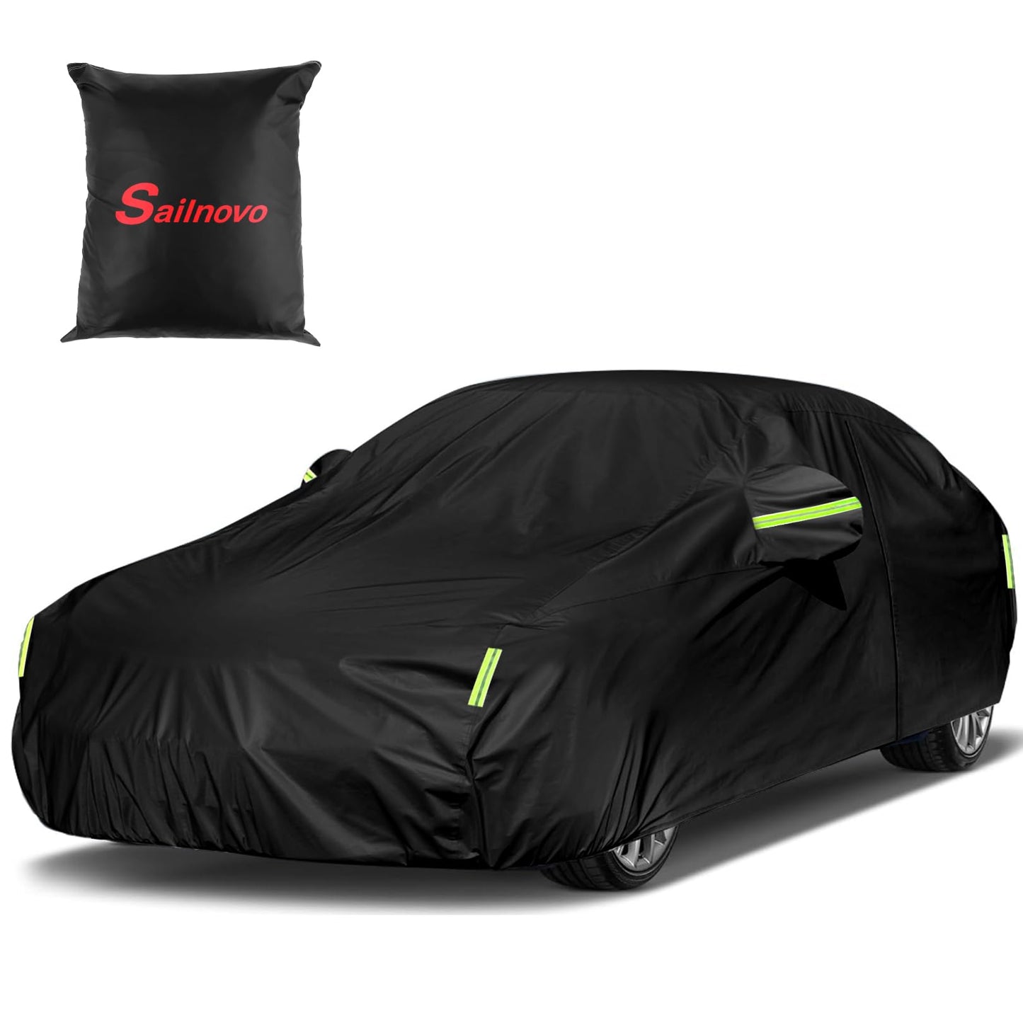 Sailnovo Car Cover Waterproof All Weather,7 Layers Heavy Duty Outdoor Full Car Cover, Snowproof Rainproof Windproof Sun UV Protection (PE+Cotton,A7 Fit Hatchback-Length (Up to 177"))