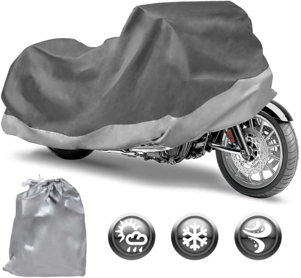 Motor Trend Motorcycle Cover Waterproof Outdoor, Heavy Duty Motorcycle Cover for Harley Davidson Cruiser Adventure Sportbikes Scooter Moped, Winter Storage UV Rain Dirt Heat Snow - 80L x 35W x 47H