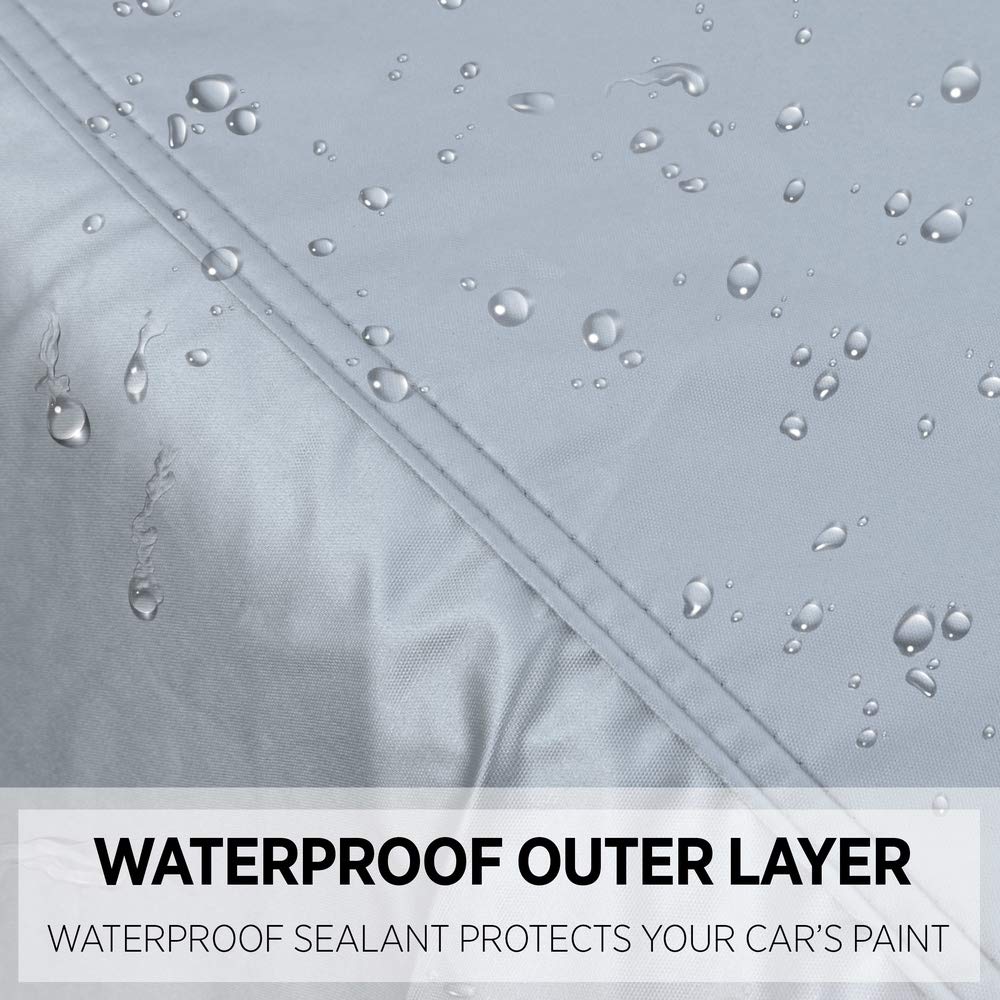 6-Series Multi-Layered Waterproof SUV & Van Car Cover - Heavy Duty Vehicle Outdoor Indoor Inner Fleece-Lined Snow Rain Sun UV Dust Exterior Protection Full Coverage (XL - max Length 225")
