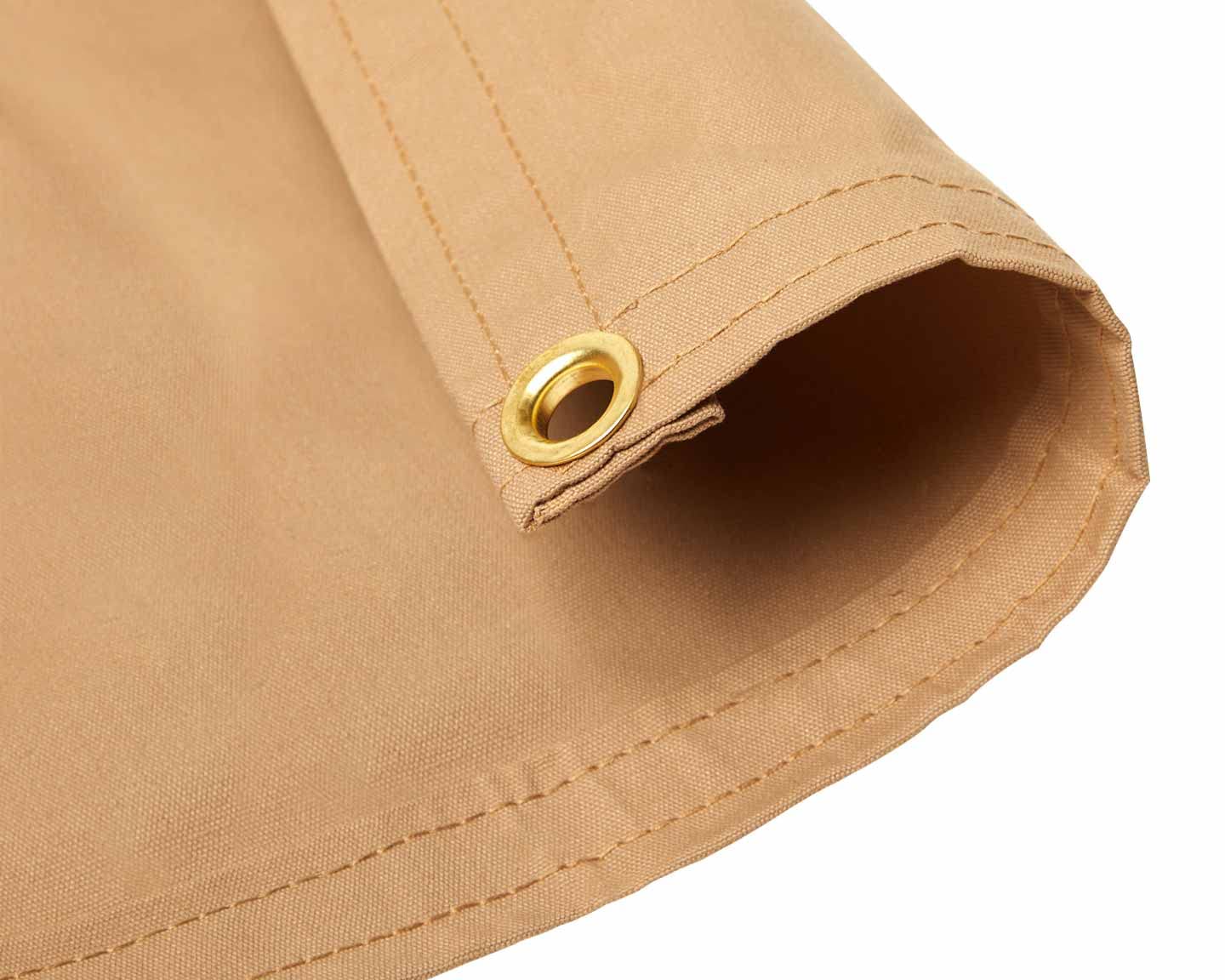 Tarps Now 20x40 Feet Waterproof Canvas Tarp|20 MIL Commercial Grade, Heavy Duty, Tear-Resistant, Rustproof Brass Grommets, Reinforced Edges| Ideal for Construction, Trucking, Manufacturing –Tan Color