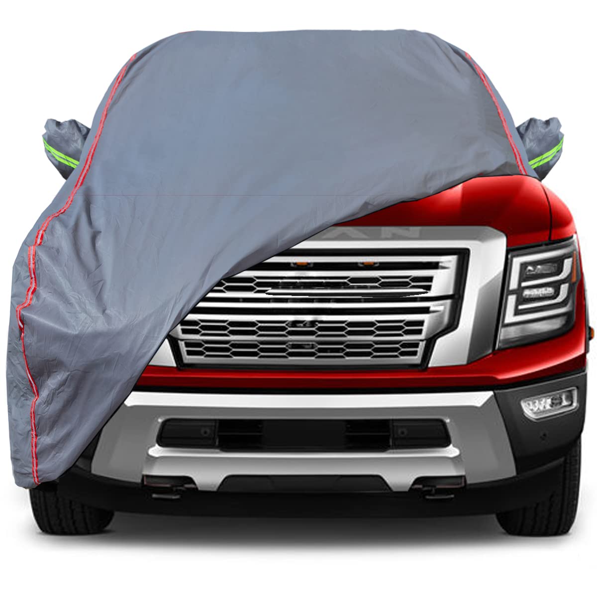 6-Layers Premium MPV Car Cover Waterproof All Weather Weatherproof UV Sun Protection Snow Dust Storm Resistant Outdoor Exterior Custom Form-Fit Full Padded Car Cover with Straps 199"-210" K17