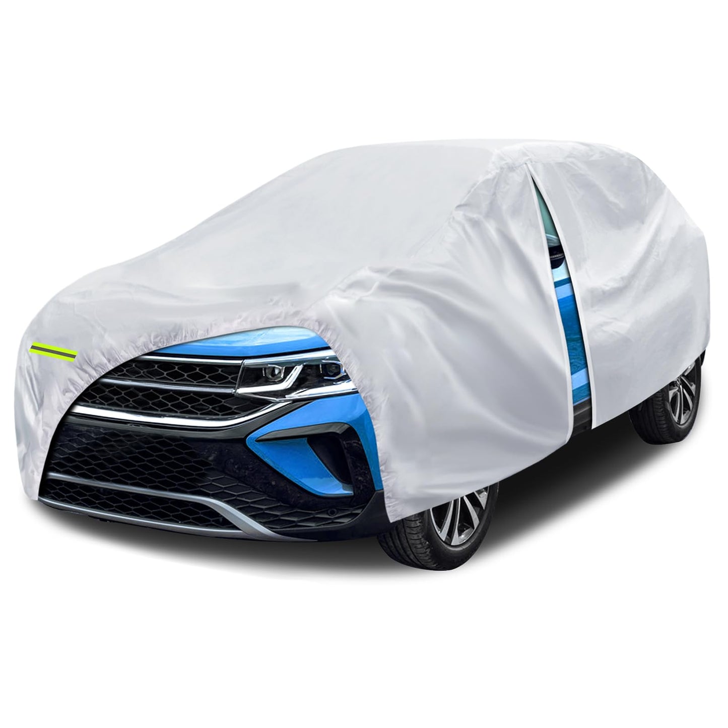 6 Layers SUV Car Cover Waterproof All Weather for Automobiles, Size A5 with Zipper & Cotton Universal Fit for Buick Encore, Chevrolet Trax, Ford Escape (Up to 181inch), Silver