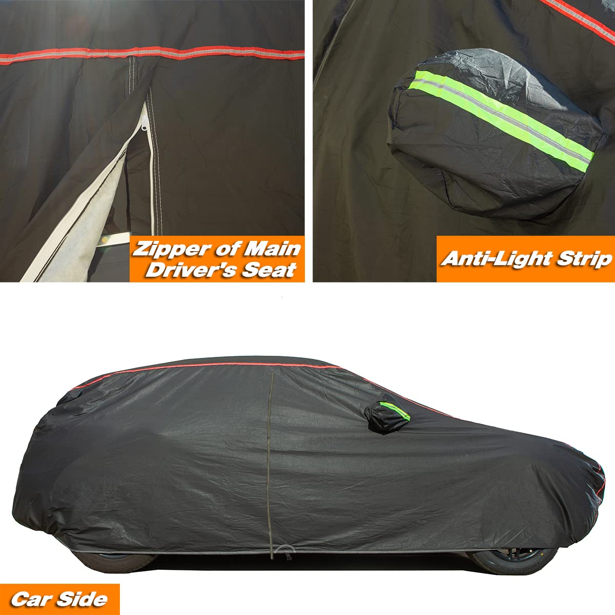 6-Layers Premium MPV Car Cover Waterproof All Weather Weatherproof UV Sun Protection Snow Dust Storm Resistant Outdoor Exterior Custom Form-Fit Full Padded Car Cover with Straps 199"-210" K17