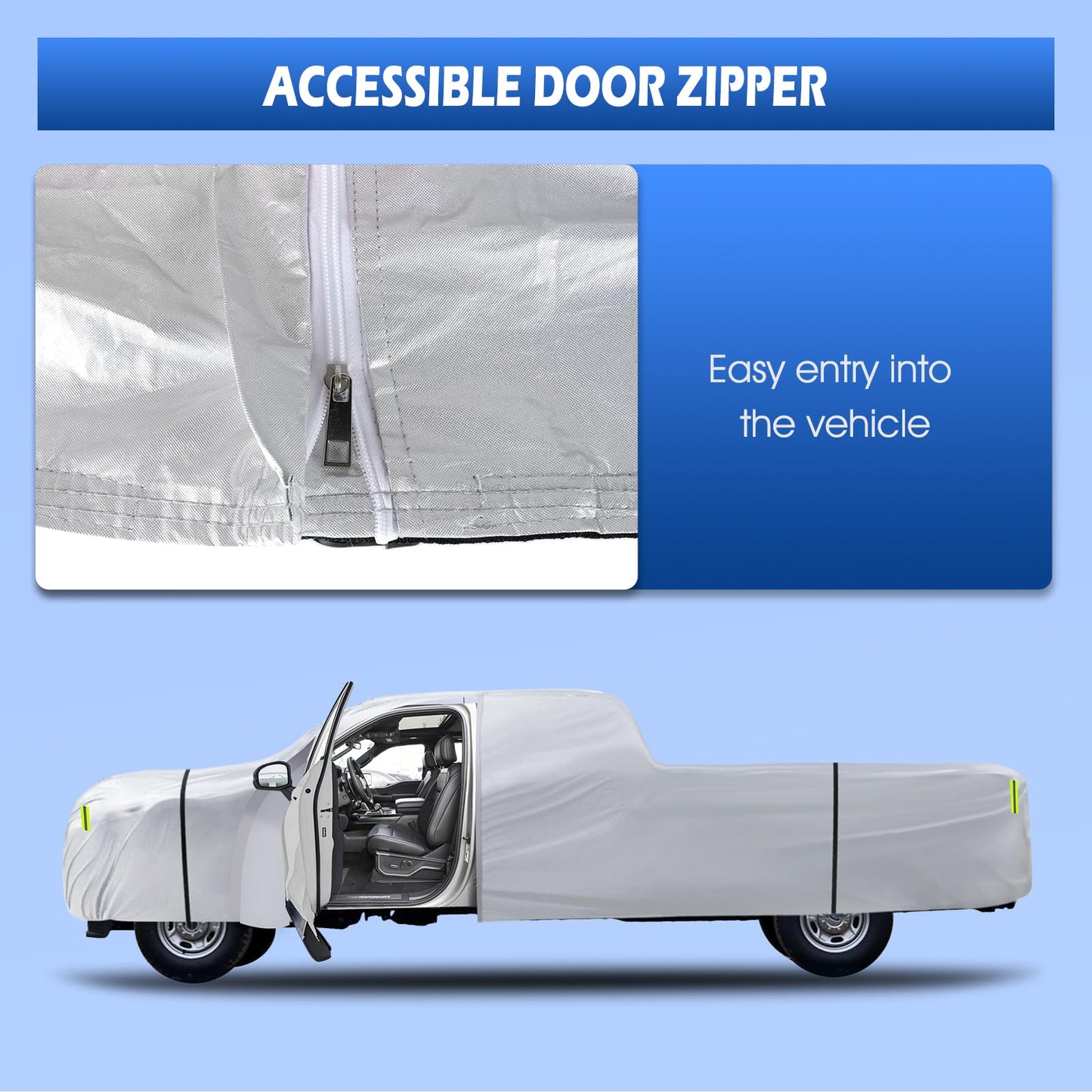 6 Layers SUV Car Cover Waterproof All Weather for Automobiles, Size A5 with Zipper & Cotton Universal Fit for Buick Encore, Chevrolet Trax, Ford Escape (Up to 181inch), Silver