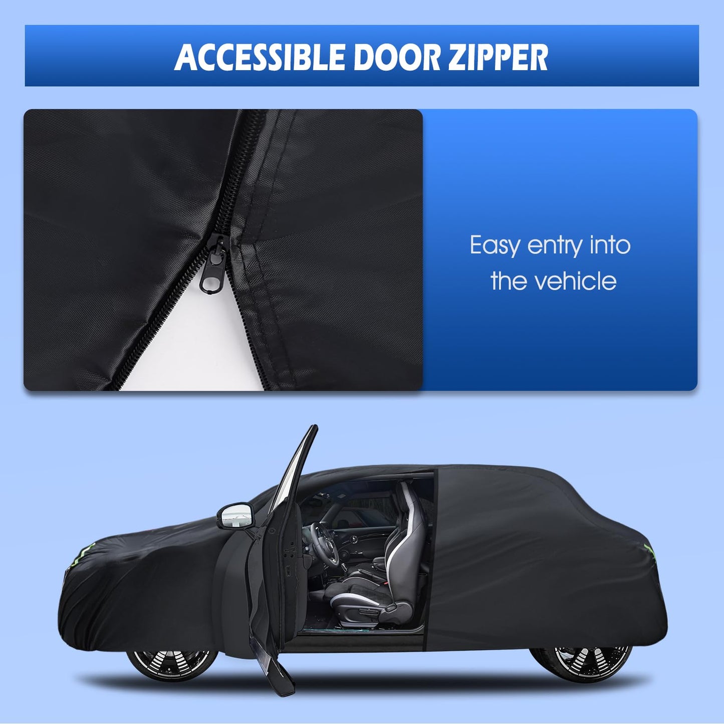 6 Layers SUV Car Cover Waterproof All Weather for Automobiles, Size A5 with Zipper & Cotton Universal Fit for Buick Encore, Chevrolet Trax, Ford Escape (Up to 181inch), Silver