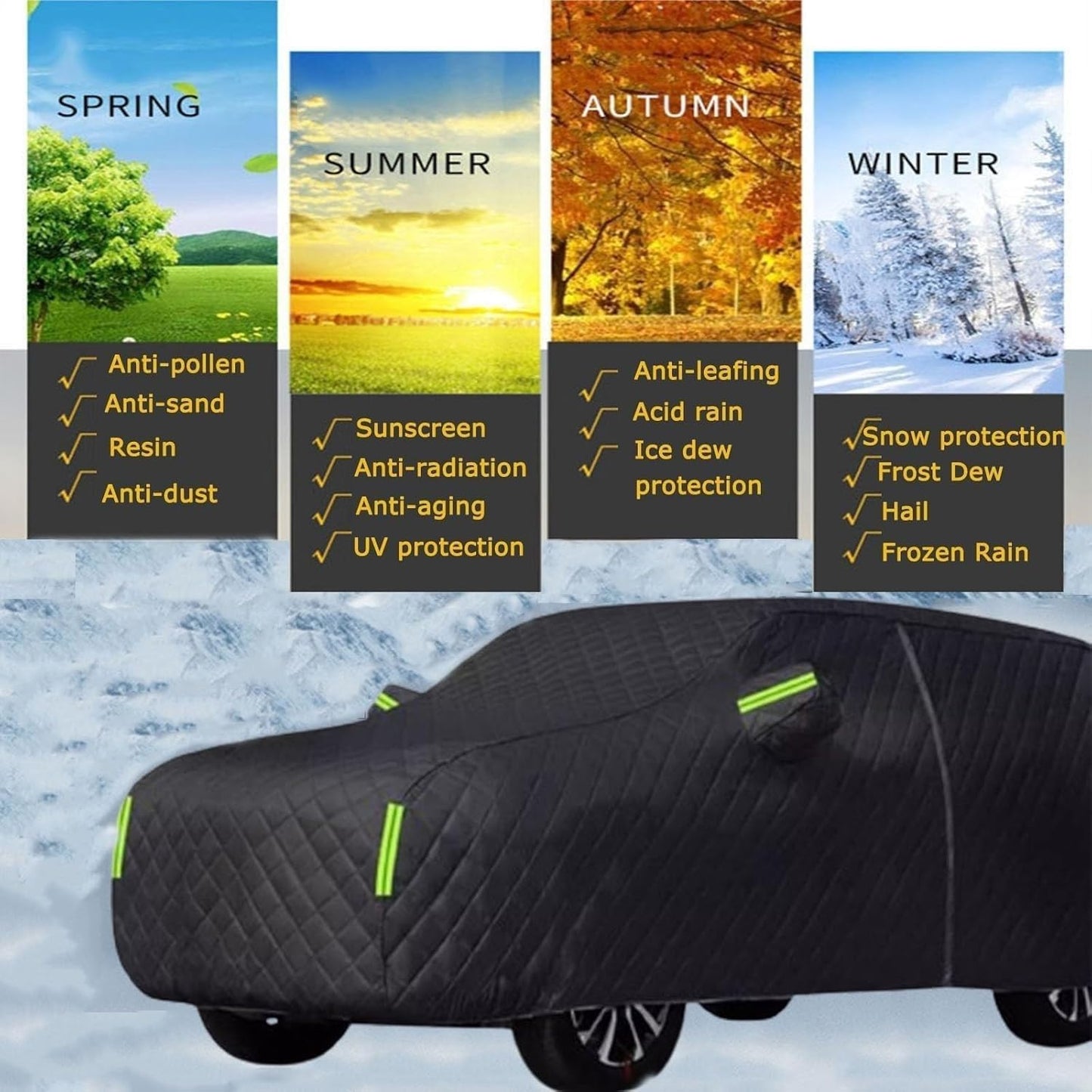 Hail Protector Car Cover Truck Compatible with Ford F150 250/Chevy Silverado/GMC Sierra/Dodge Ram 1500/Toyota Tundra, 5 Layers Hail Car Cover(Black,Fit Truck Length Up to 242")