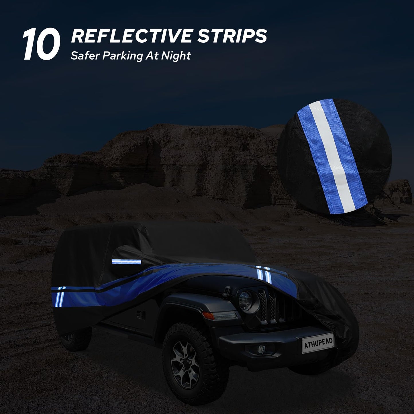 10-Layer for Jeep Covers Waterproof 2 Door All Weather for Automobiles, Outdoor for Jeep Cover with Rain Snow Sun UV Protection, Universal Fits for Jeep Wrangler Cover TJ YJ CJ JK JL