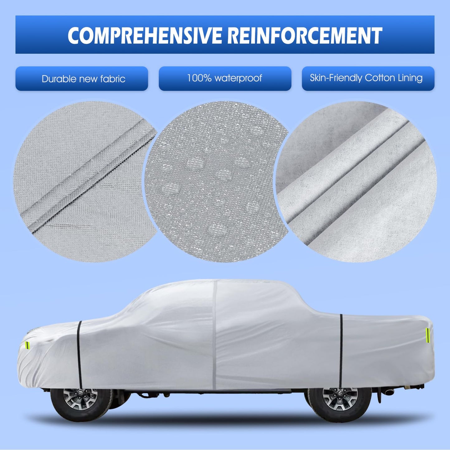 6 Layers SUV Car Cover Waterproof All Weather for Automobiles, Size A5 with Zipper & Cotton Universal Fit for Buick Encore, Chevrolet Trax, Ford Escape (Up to 181inch), Silver