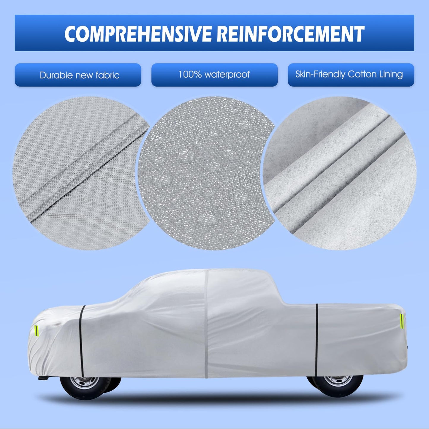 6 Layers SUV Car Cover Waterproof All Weather for Automobiles, Size A5 with Zipper & Cotton Universal Fit for Buick Encore, Chevrolet Trax, Ford Escape (Up to 181inch), Silver