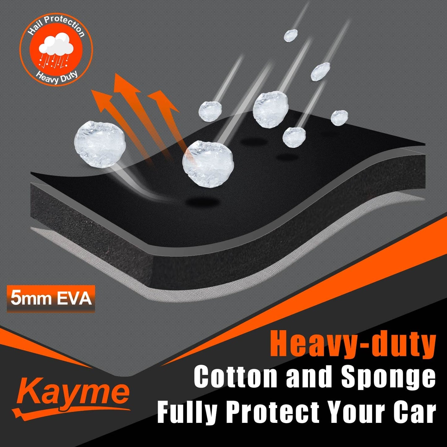 Kayme Hail Protector Car Cover,Anti Hail Thickened Multi-Layered EVA Car Cover Waterproof All Weather with Wind Straps, Outdoor Hail Protection Cover, Fit Sedan/Coupe-Length (194 to 208 Inch)