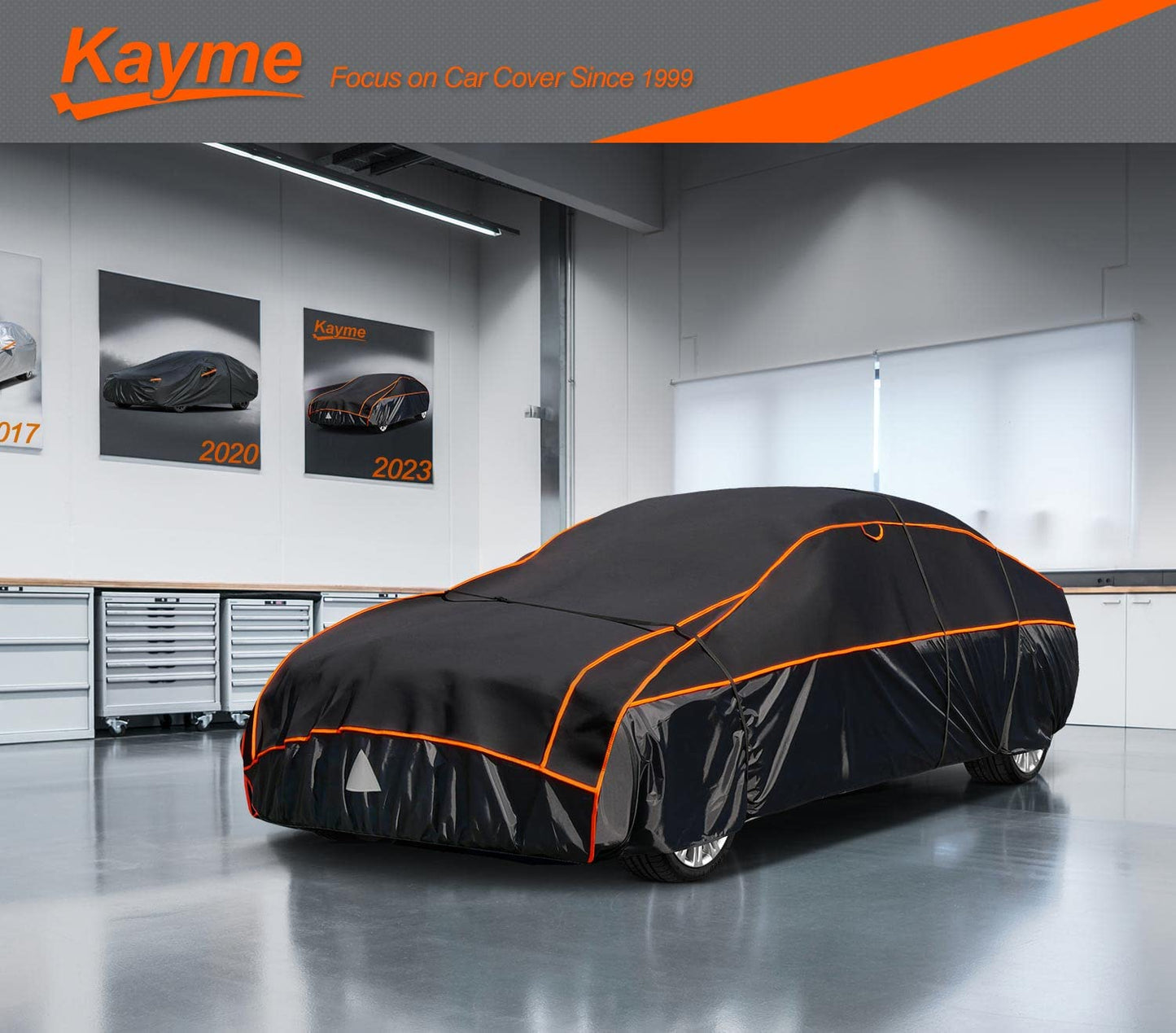 Kayme Hail Protector Car Cover,Anti Hail Thickened Multi-Layered EVA Car Cover Waterproof All Weather with Wind Straps, Outdoor Hail Protection Cover, Fit Sedan/Coupe-Length (194 to 208 Inch)