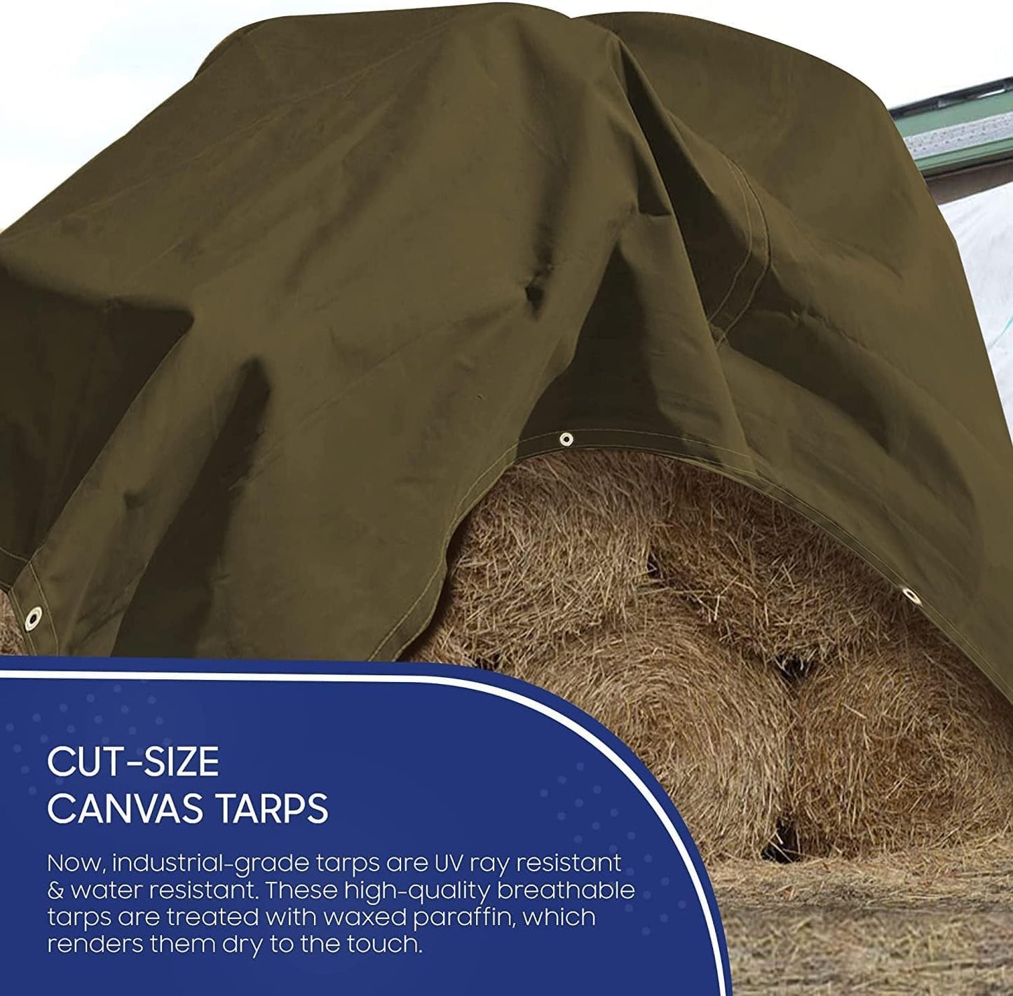 Tarps Now 20x20 ft Heavy Duty Canvas Tarp | 20 MIL Commercial Grade, Tear Resistant, Reinforced Edges, Brass Grommets | Ideal for Construction, Trucking, Manufacturing, Automotive – Olive Color