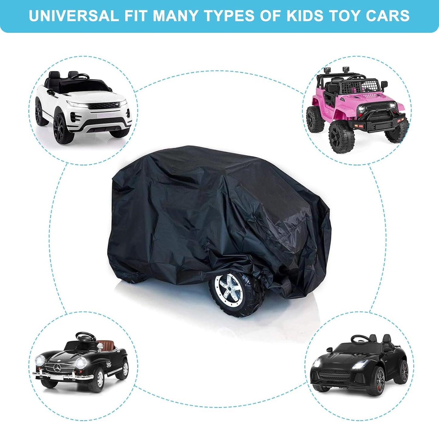 tonhui Kids Ride-On Toy Car Cover, Outdoor Wrapper Resistant Protection for Electric Battery Powered Children Wheels Toy Vehicles - Universal Fit, Water Resistant