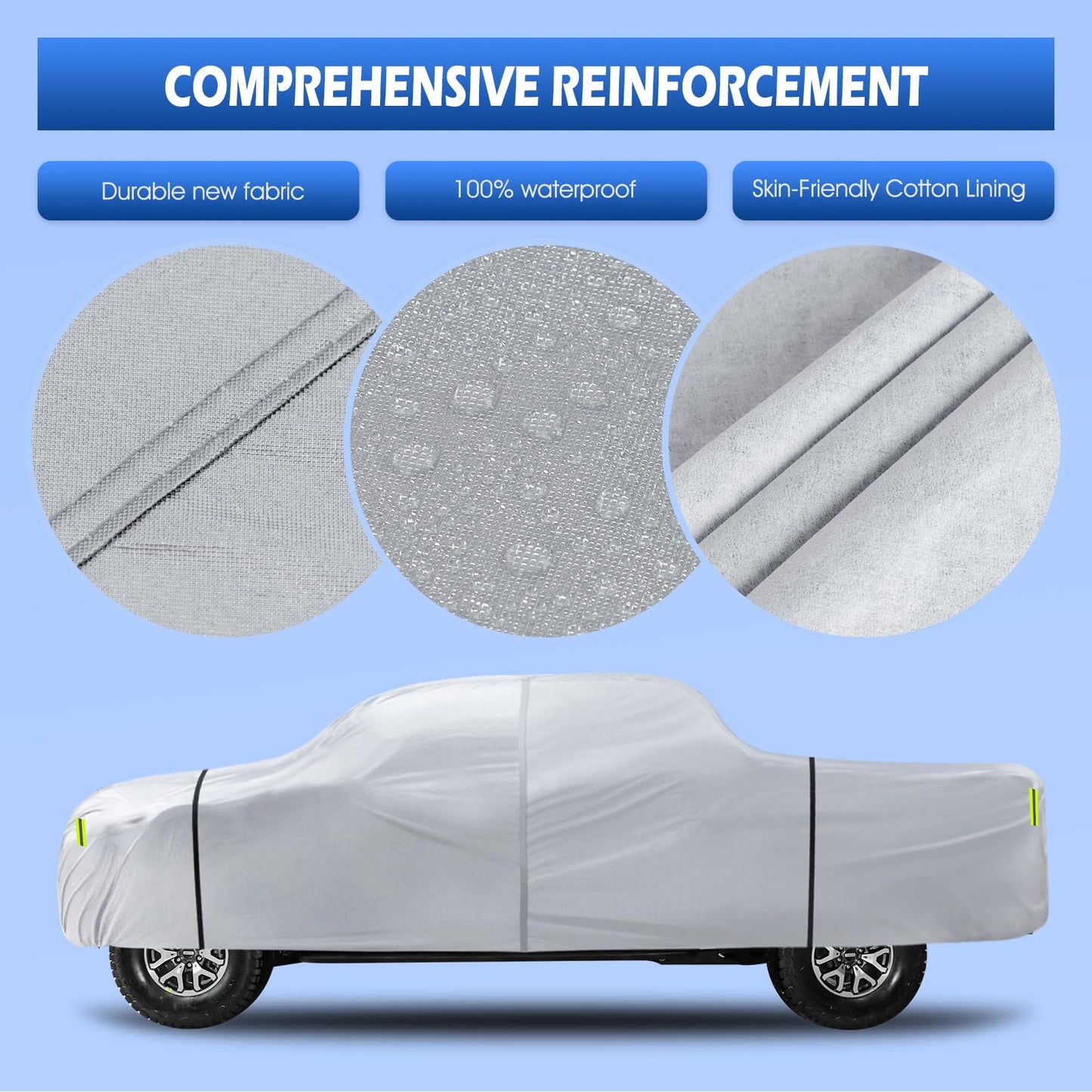 6 Layers SUV Car Cover Waterproof All Weather for Automobiles, Size A5 with Zipper & Cotton Universal Fit for Buick Encore, Chevrolet Trax, Ford Escape (Up to 181inch), Silver