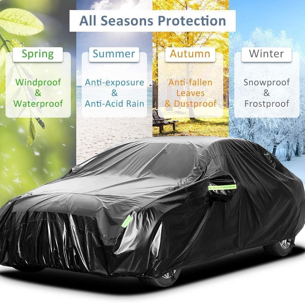 Sailnovo Car Cover Waterproof All Weather,7 Layers Heavy Duty Outdoor Full Car Cover, Snowproof Rainproof Windproof Sun UV Protection (PE+Cotton,A7 Fit Hatchback-Length (Up to 177"))