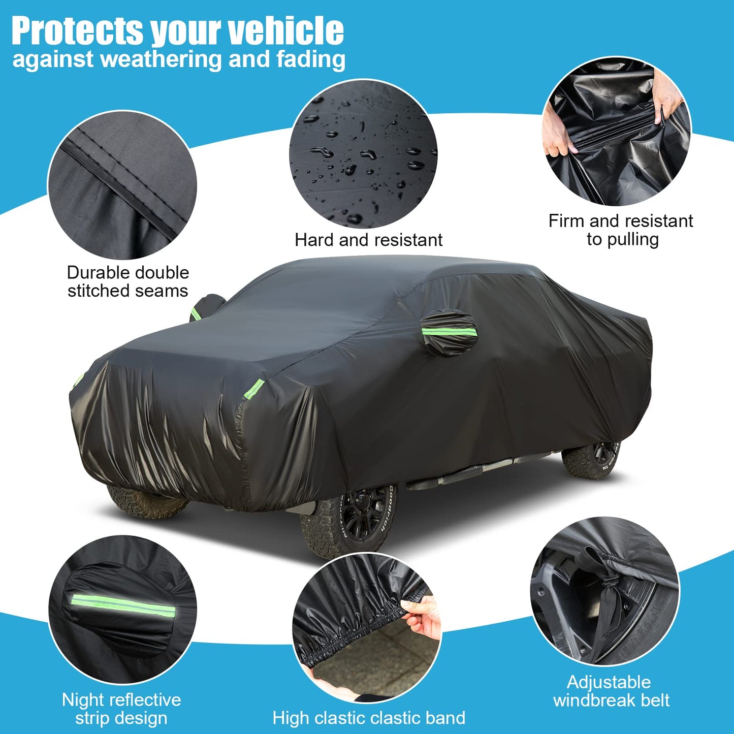 Sailnovo Car Cover Waterproof All Weather,7 Layers Heavy Duty Outdoor Full Car Cover, Snowproof Rainproof Windproof Sun UV Protection (PE+Cotton,A7 Fit Hatchback-Length (Up to 177"))