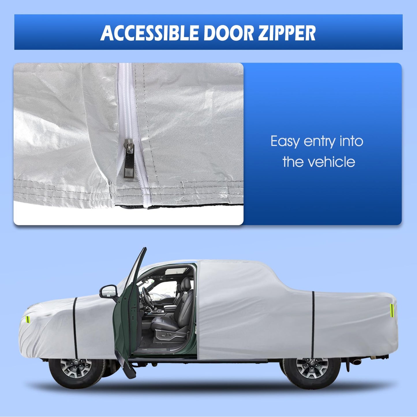 6 Layers SUV Car Cover Waterproof All Weather for Automobiles, Size A5 with Zipper & Cotton Universal Fit for Buick Encore, Chevrolet Trax, Ford Escape (Up to 181inch), Silver