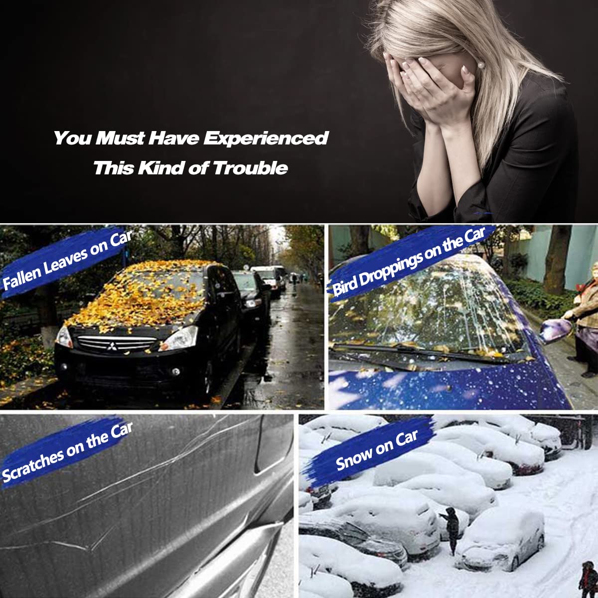 6-Layers Premium MPV Car Cover Waterproof All Weather Weatherproof UV Sun Protection Snow Dust Storm Resistant Outdoor Exterior Custom Form-Fit Full Padded Car Cover with Straps 199"-210" K17