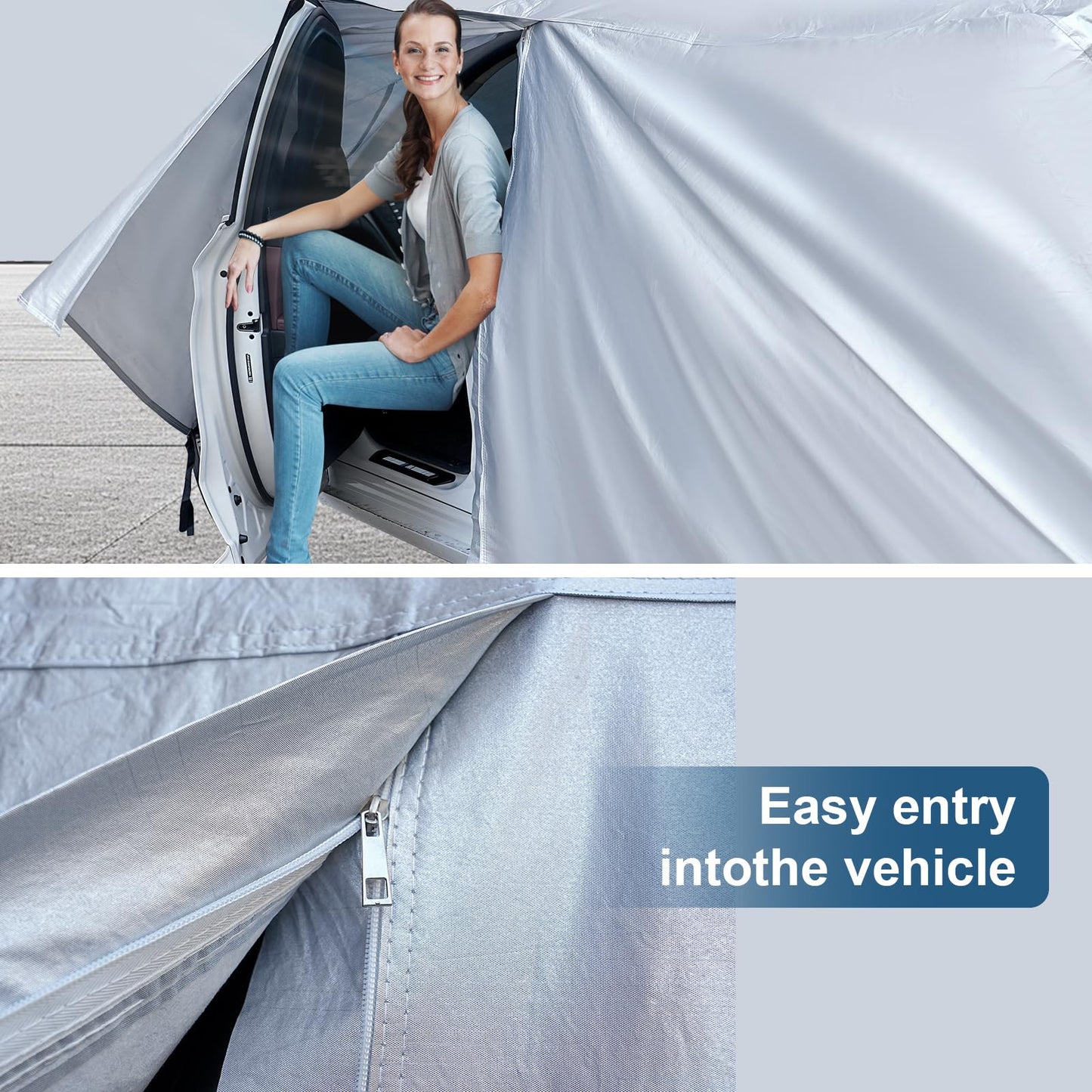 6-Layers Premium MPV Car Cover Waterproof All Weather Weatherproof UV Sun Protection Snow Dust Storm Resistant Outdoor Exterior Custom Form-Fit Full Padded Car Cover with Straps 199"-210" K17