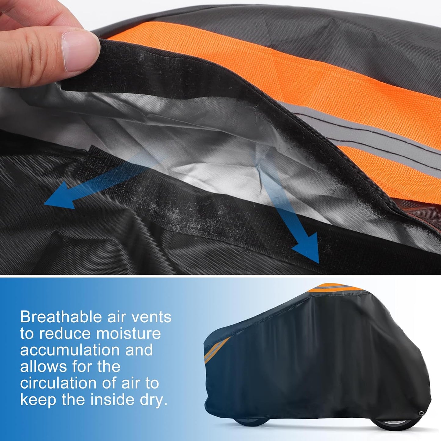 uxcell Motorcycle Cover All Season Universal Weather Waterproof Sun Outdoor Protection with Reflective Strip Lock-Holes Storage Bag Fits Up to 90.5" Motorcycles Vehicle Cover Black
