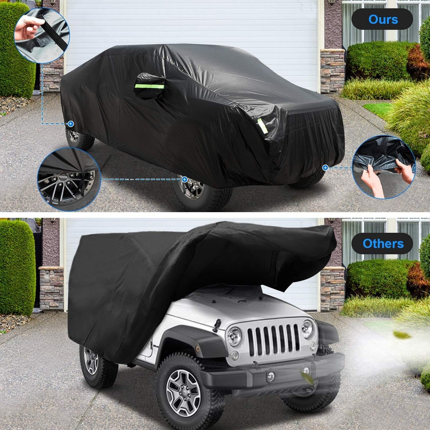 Sailnovo Car Cover Waterproof All Weather,7 Layers Heavy Duty Outdoor Full Car Cover, Snowproof Rainproof Windproof Sun UV Protection (PE+Cotton,A7 Fit Hatchback-Length (Up to 177"))