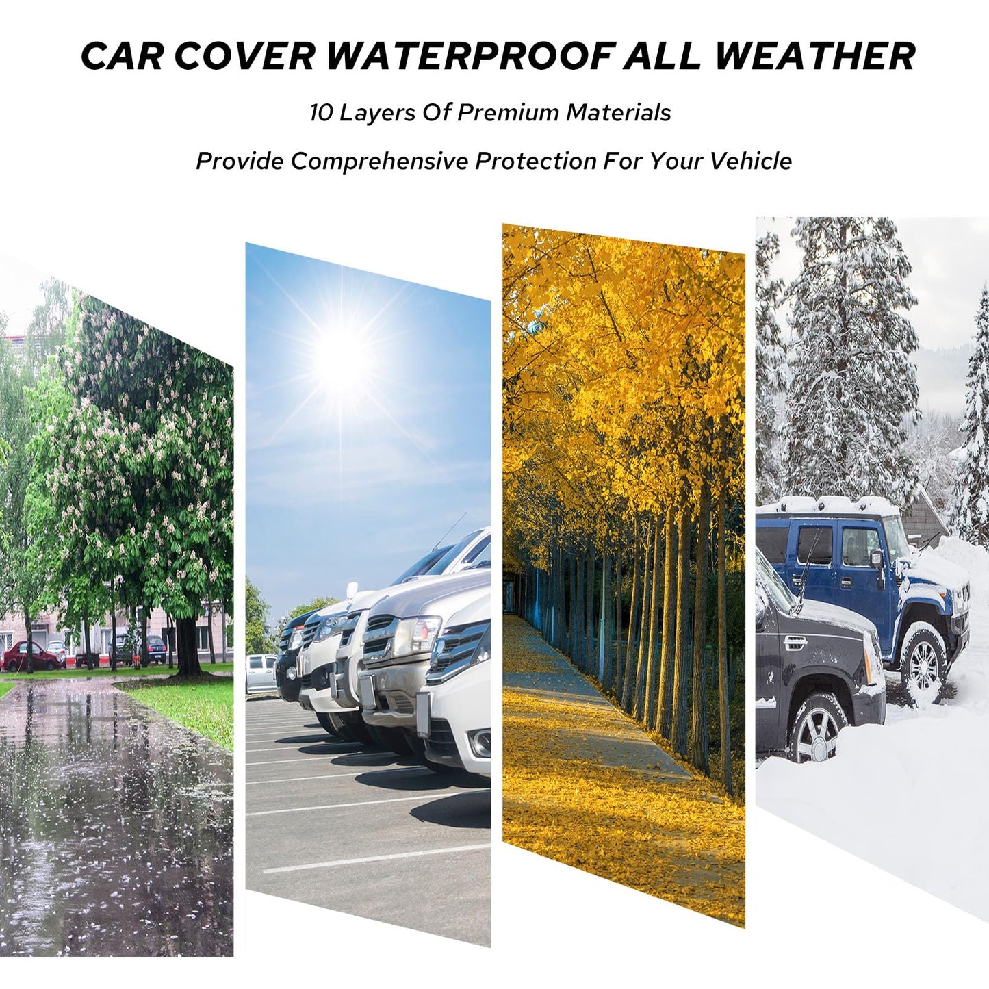 10-Layer for Jeep Covers Waterproof 2 Door All Weather for Automobiles, Outdoor for Jeep Cover with Rain Snow Sun UV Protection, Universal Fits for Jeep Wrangler Cover TJ YJ CJ JK JL