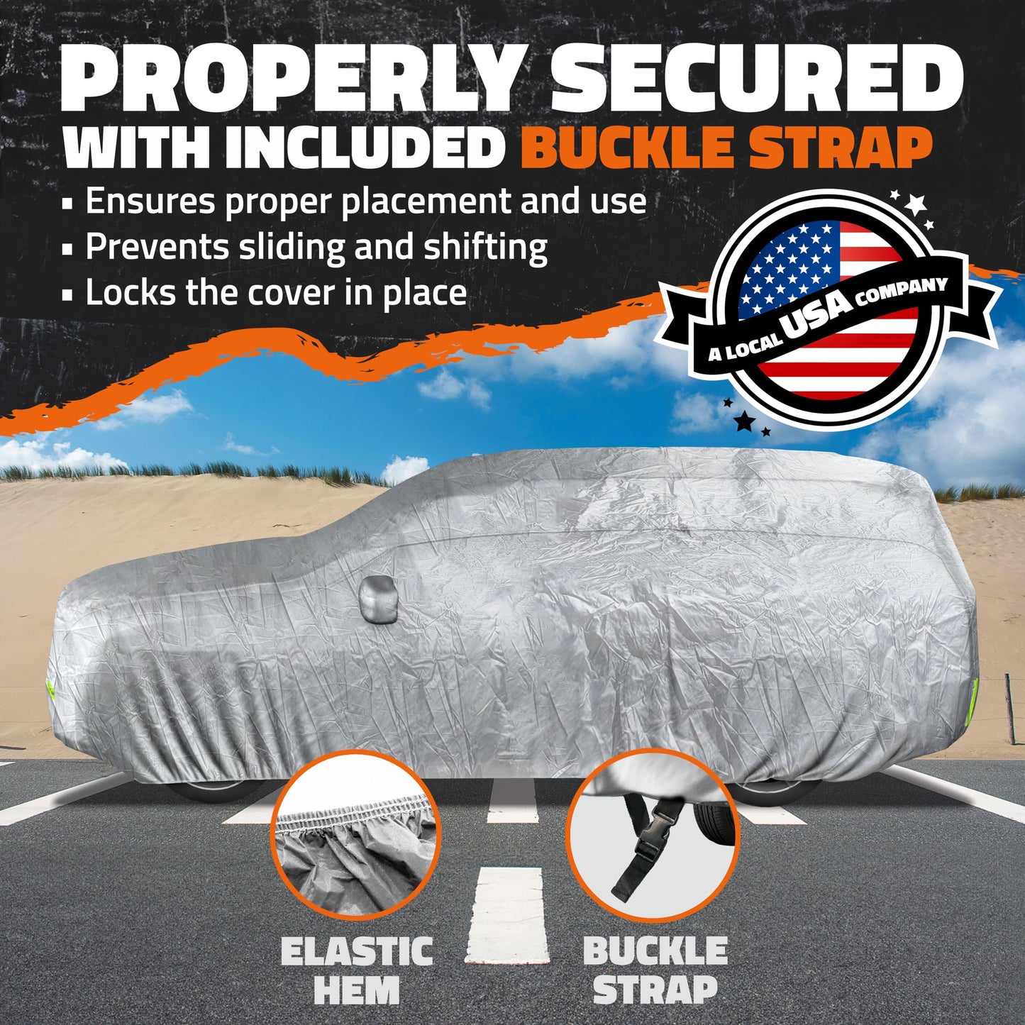 Mockins 182"x74"x68" Small SUV Car Cover | 190T Polyester Car Covers for Automobiles SUV Sizes | Heavy Duty Car Cover for SUV | Outdoor & Indoor Car Cover | Portable Cover for Cars Outside