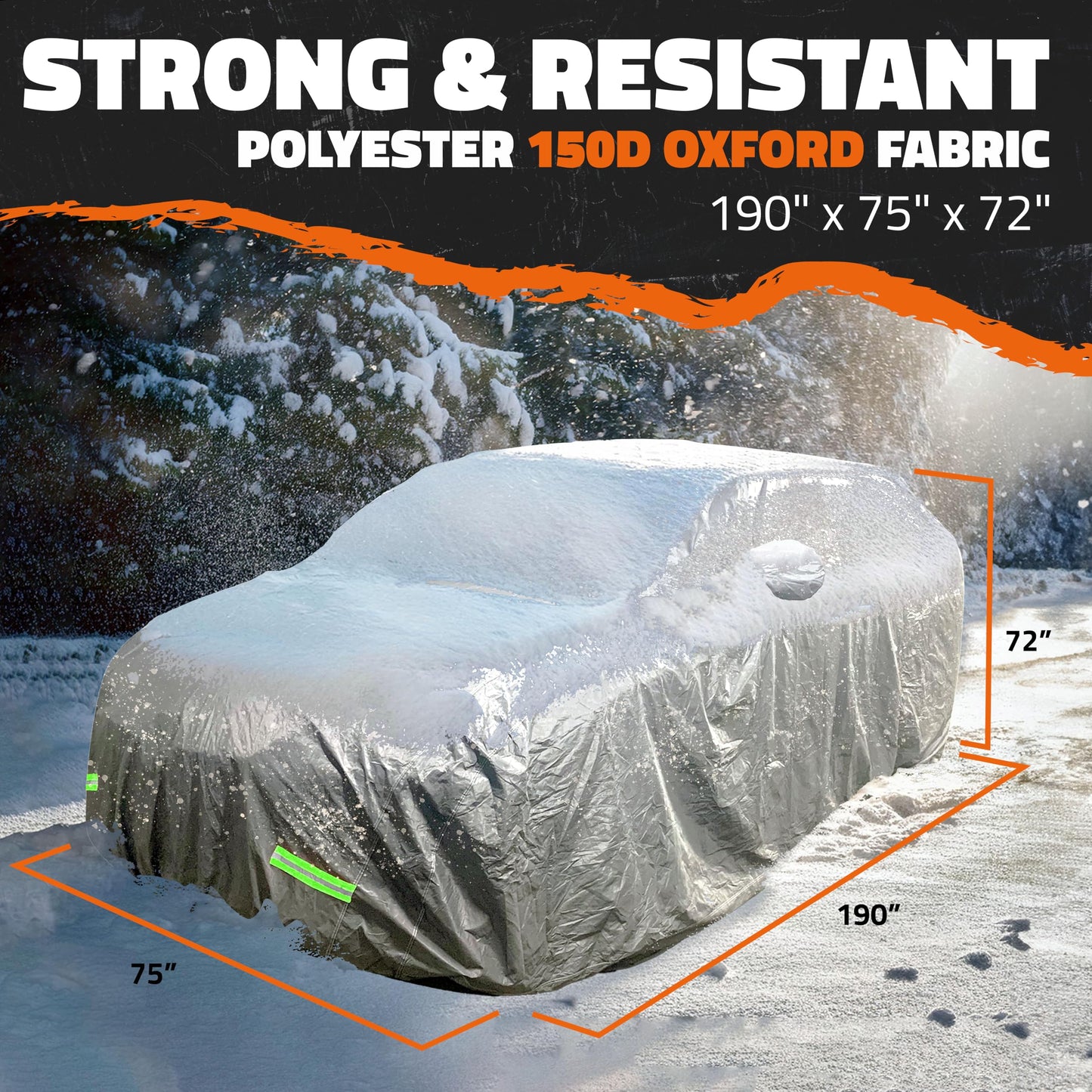 Mockins 182"x74"x68" Small SUV Car Cover | 190T Polyester Car Covers for Automobiles SUV Sizes | Heavy Duty Car Cover for SUV | Outdoor & Indoor Car Cover | Portable Cover for Cars Outside