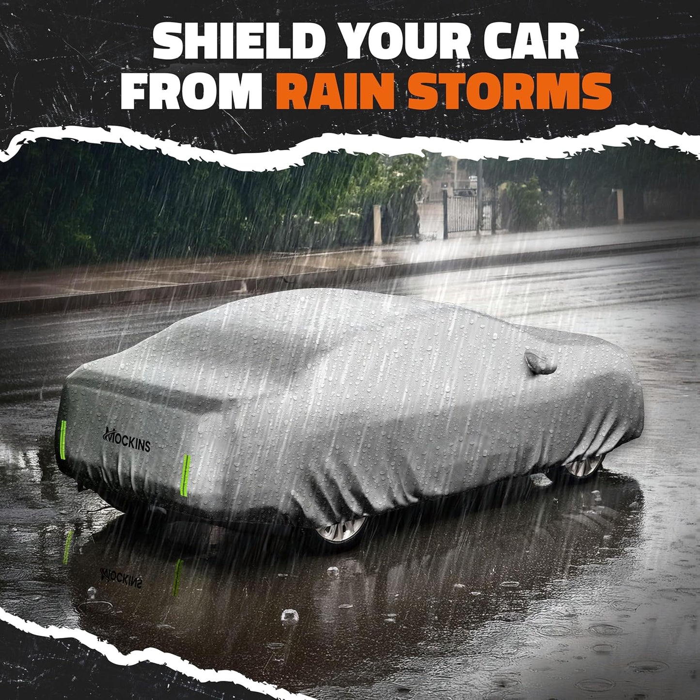 Mockins 175"x70"x60" Extra Small Sedan Car Cover for Dust, UV, Light Rain, Snow & Frost | All-Weather 190T Polyester Full Exterior Covers | Water-Resistant Car Covers for Automobiles w/Buckle Strap