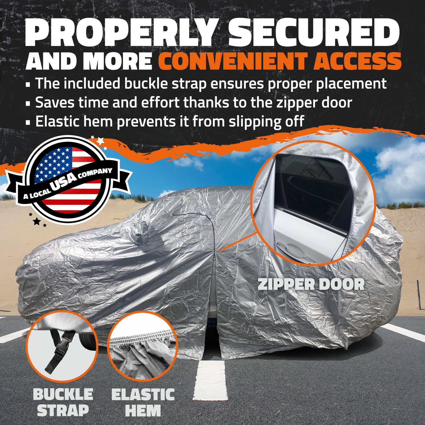 Mockins 182"x74"x68" Small SUV Car Cover | 190T Polyester Car Covers for Automobiles SUV Sizes | Heavy Duty Car Cover for SUV | Outdoor & Indoor Car Cover | Portable Cover for Cars Outside