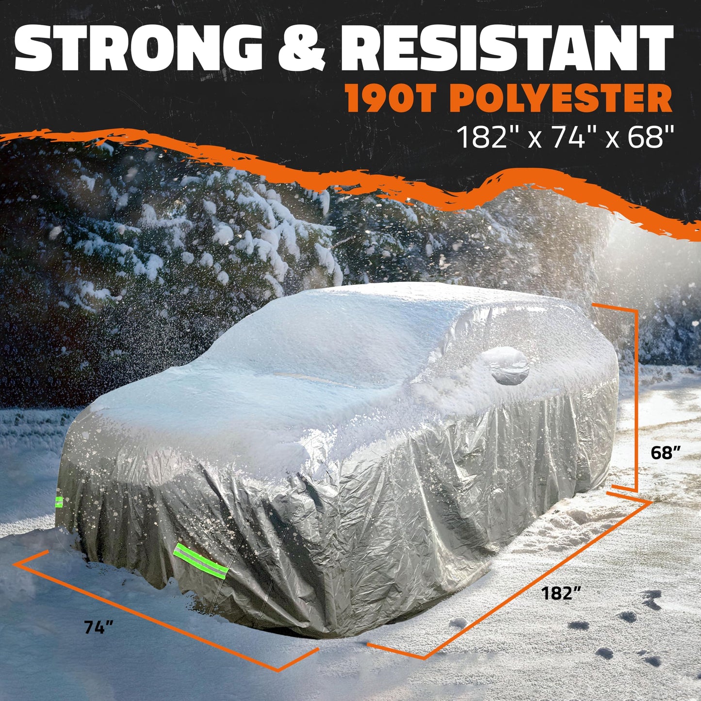 Mockins 182"x74"x68" Small SUV Car Cover | 190T Polyester Car Covers for Automobiles SUV Sizes | Heavy Duty Car Cover for SUV | Outdoor & Indoor Car Cover | Portable Cover for Cars Outside