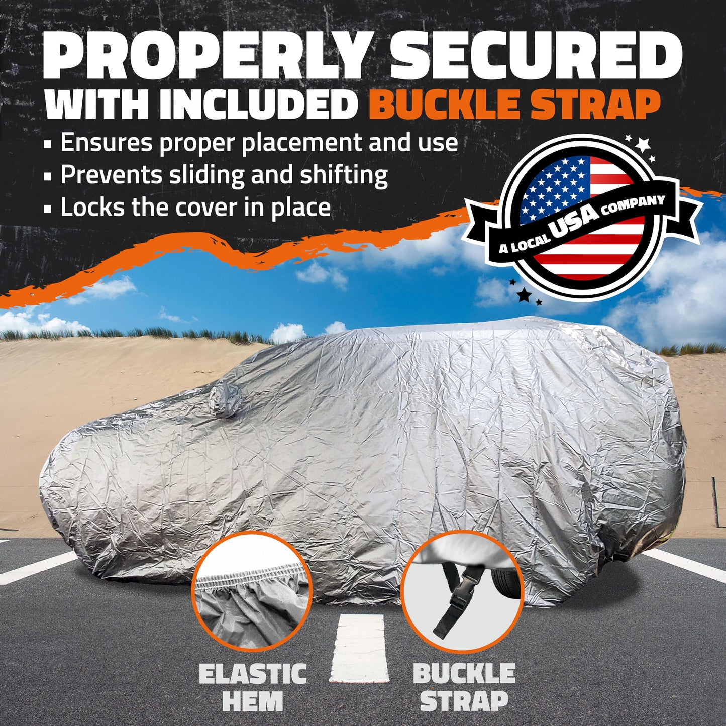 Mockins 182"x74"x68" Small SUV Car Cover | 190T Polyester Car Covers for Automobiles SUV Sizes | Heavy Duty Car Cover for SUV | Outdoor & Indoor Car Cover | Portable Cover for Cars Outside