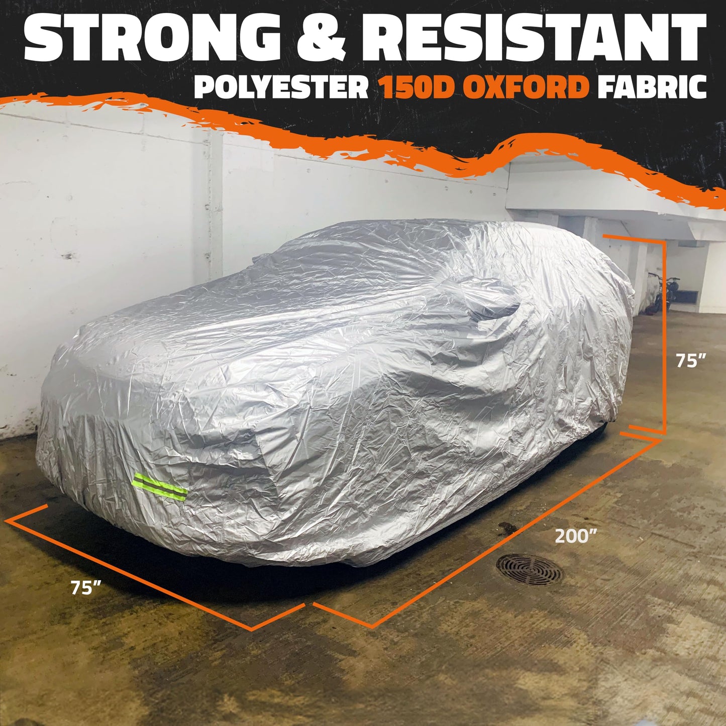 Mockins 182"x74"x68" Small SUV Car Cover | 190T Polyester Car Covers for Automobiles SUV Sizes | Heavy Duty Car Cover for SUV | Outdoor & Indoor Car Cover | Portable Cover for Cars Outside
