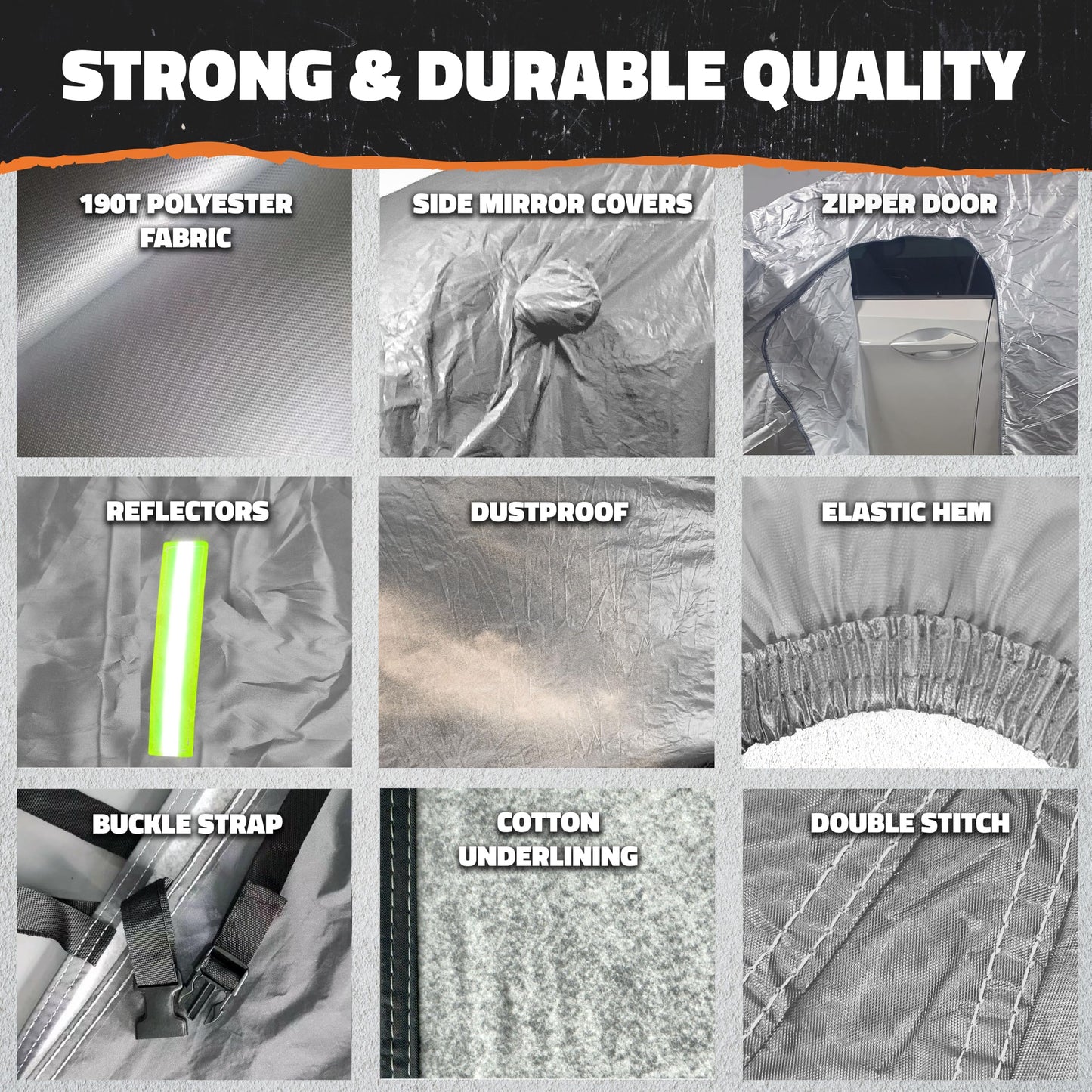 Mockins 182"x74"x68" Small SUV Car Cover | 190T Polyester Car Covers for Automobiles SUV Sizes | Heavy Duty Car Cover for SUV | Outdoor & Indoor Car Cover | Portable Cover for Cars Outside