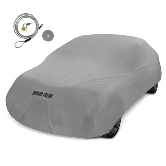 Motor Trend Breathable Lightweight Car Cover, Anti-Moisture Build-Up Water-Resistant Scratch-Resistant Travel-Friendly, Universal Fit for Cars SUVs Trucks Vans All-Weather Outdoor/Indoor, (L) 190" L