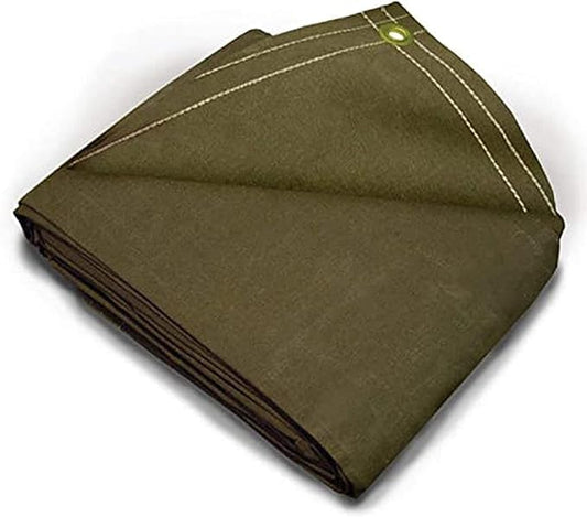 Tarps Now 20x20 ft Heavy Duty Canvas Tarp | 20 MIL Commercial Grade, Tear Resistant, Reinforced Edges, Brass Grommets | Ideal for Construction, Trucking, Manufacturing, Automotive – Olive Color