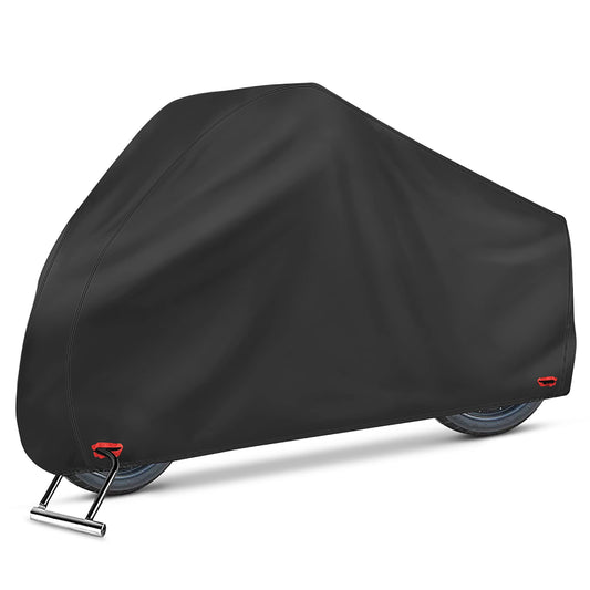 Waterproof Motorcycle Cover - 210D Oxford Motorbike Scooter Covers with Lock-Holes, All Weather Outdoor Protection Fits up to 96.5 inches Motorcycles Harley Davidson, Honda, Suzuki, Kawasaki, Yamaha