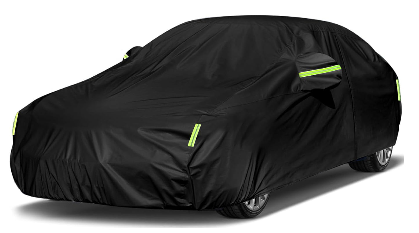 Sailnovo Car Cover Waterproof All Weather,7 Layers Heavy Duty Outdoor Full Car Cover, Snowproof Rainproof Windproof Sun UV Protection (PE+Cotton,A7 Fit Hatchback-Length (Up to 177"))