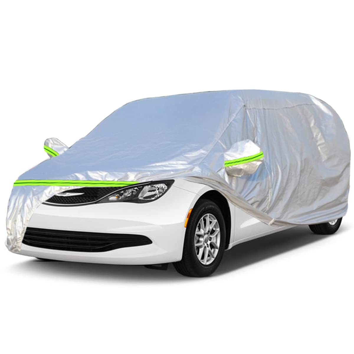 6-Layers Premium MPV Car Cover Waterproof All Weather Weatherproof UV Sun Protection Snow Dust Storm Resistant Outdoor Exterior Custom Form-Fit Full Padded Car Cover with Straps 199"-210" K17