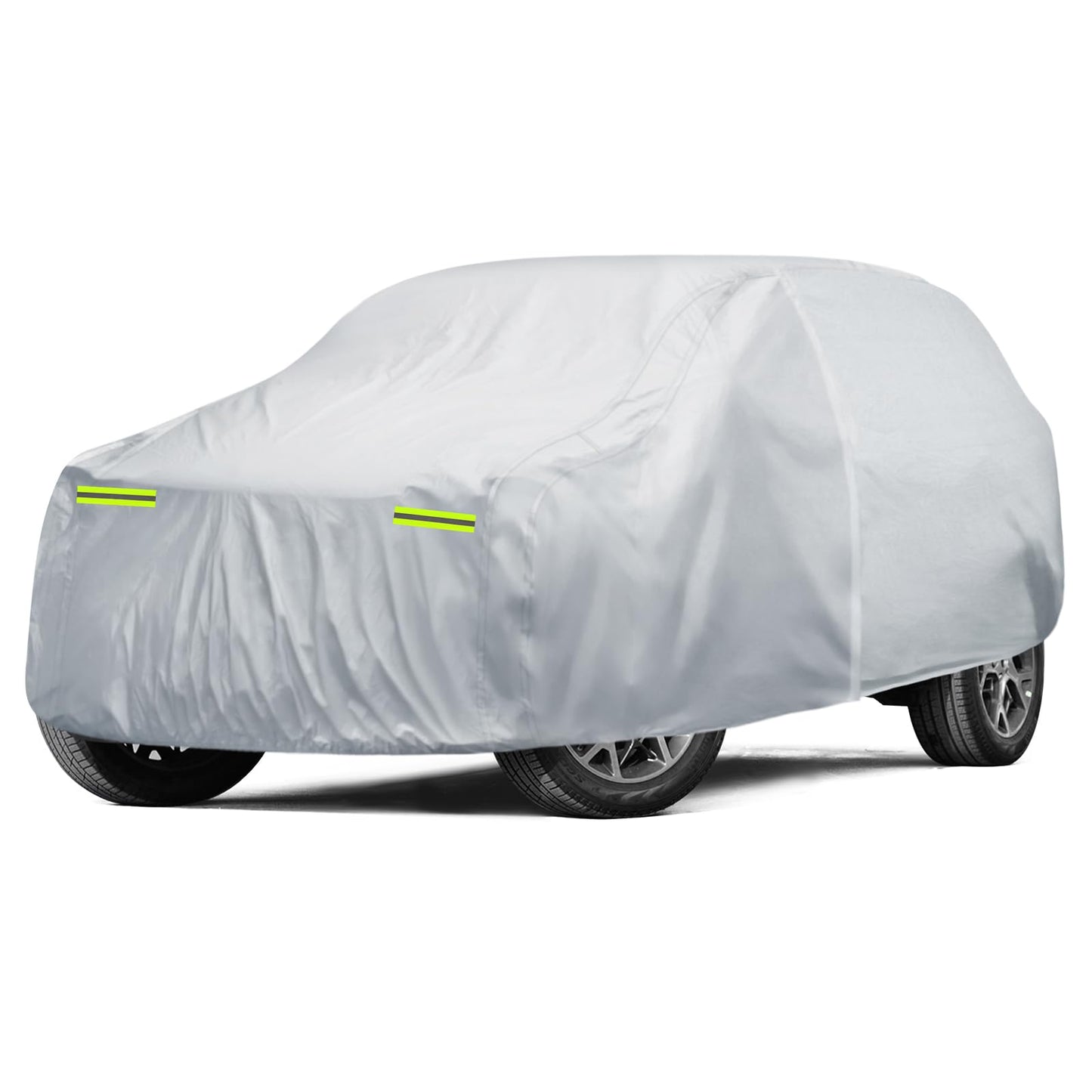 6 Layers SUV Car Cover Waterproof All Weather for Automobiles, Size A5 with Zipper & Cotton Universal Fit for Buick Encore, Chevrolet Trax, Ford Escape (Up to 181inch), Silver