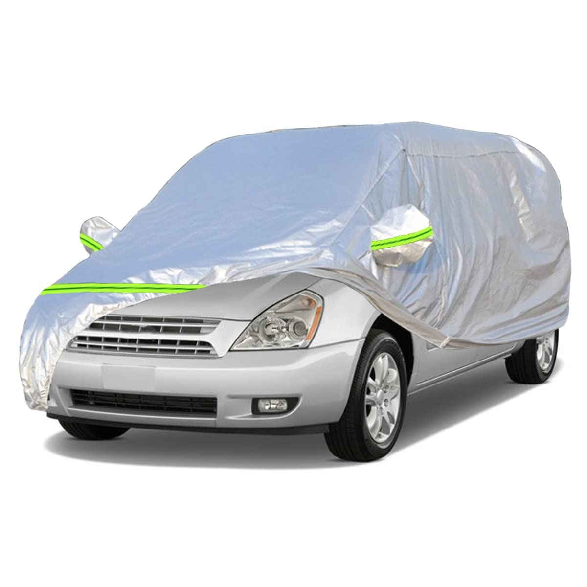 6-Layers Premium MPV Car Cover Waterproof All Weather Weatherproof UV Sun Protection Snow Dust Storm Resistant Outdoor Exterior Custom Form-Fit Full Padded Car Cover with Straps 199"-210" K17