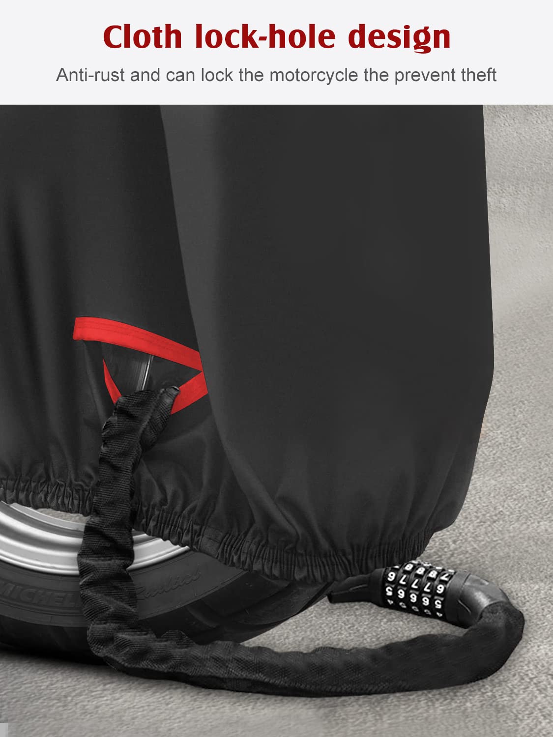 Waterproof Motorcycle Cover - 210D Oxford Motorbike Scooter Covers with Lock-Holes, All Weather Outdoor Protection Fits up to 96.5 inches Motorcycles Harley Davidson, Honda, Suzuki, Kawasaki, Yamaha