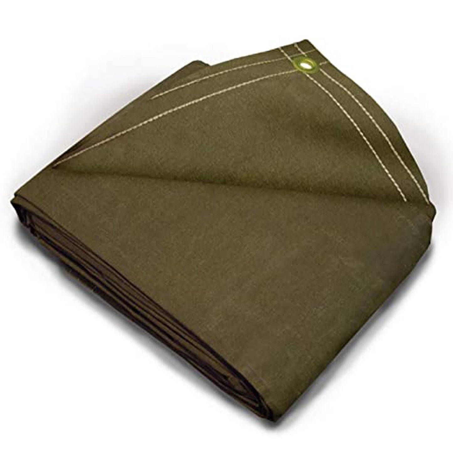 Tarps Now 20x20 ft Heavy Duty Canvas Tarp | 20 MIL Commercial Grade, Tear Resistant, Reinforced Edges, Brass Grommets | Ideal for Construction, Trucking, Manufacturing, Automotive – Olive Color