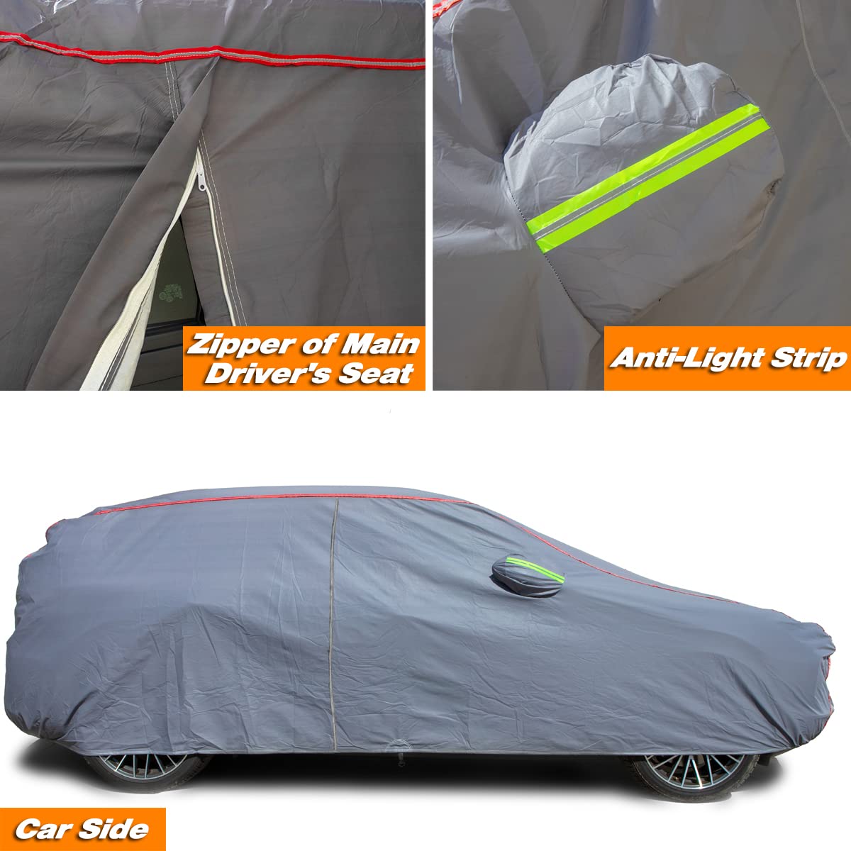 6-Layers Premium MPV Car Cover Waterproof All Weather Weatherproof UV Sun Protection Snow Dust Storm Resistant Outdoor Exterior Custom Form-Fit Full Padded Car Cover with Straps 199"-210" K17