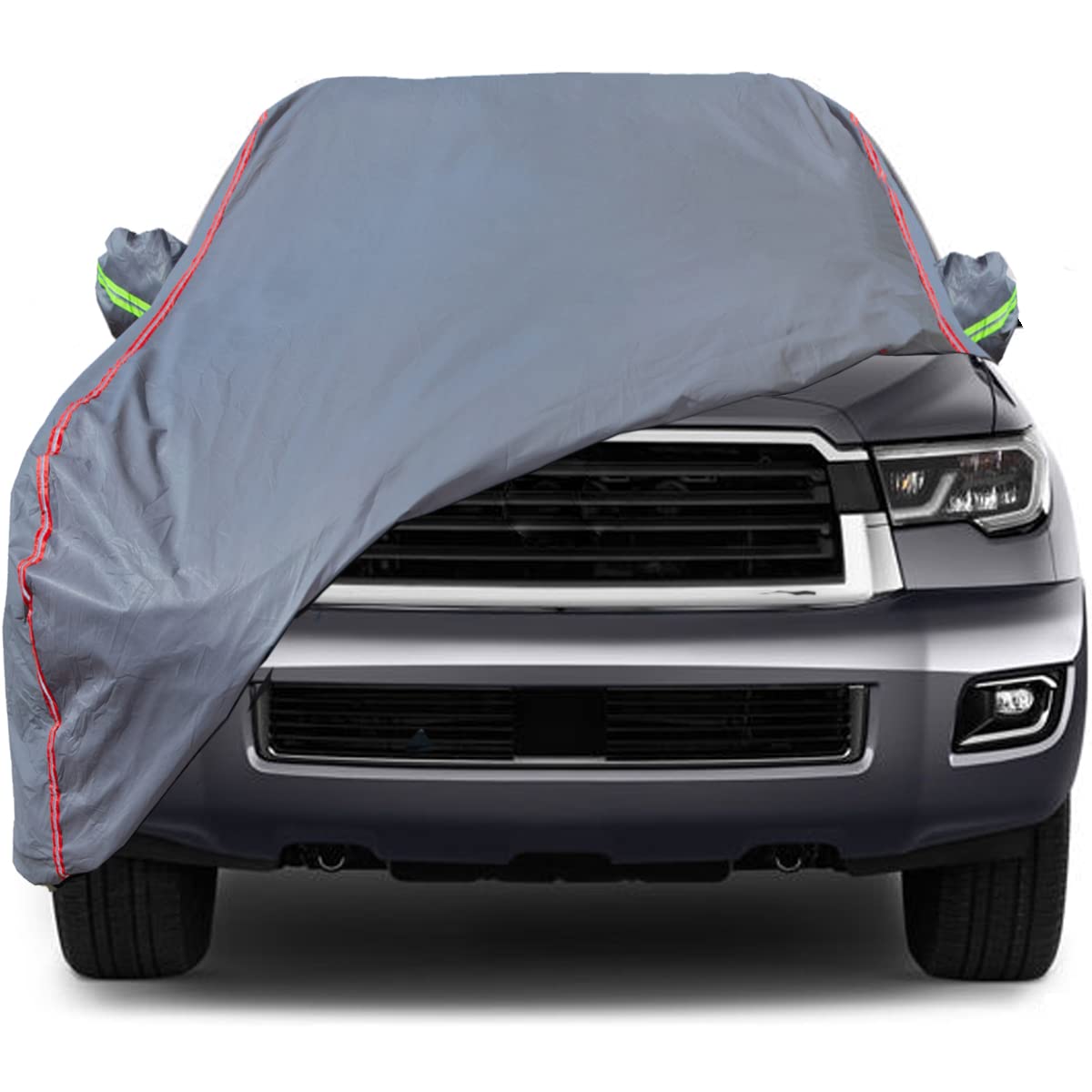 6-Layers Premium MPV Car Cover Waterproof All Weather Weatherproof UV Sun Protection Snow Dust Storm Resistant Outdoor Exterior Custom Form-Fit Full Padded Car Cover with Straps 199"-210" K17