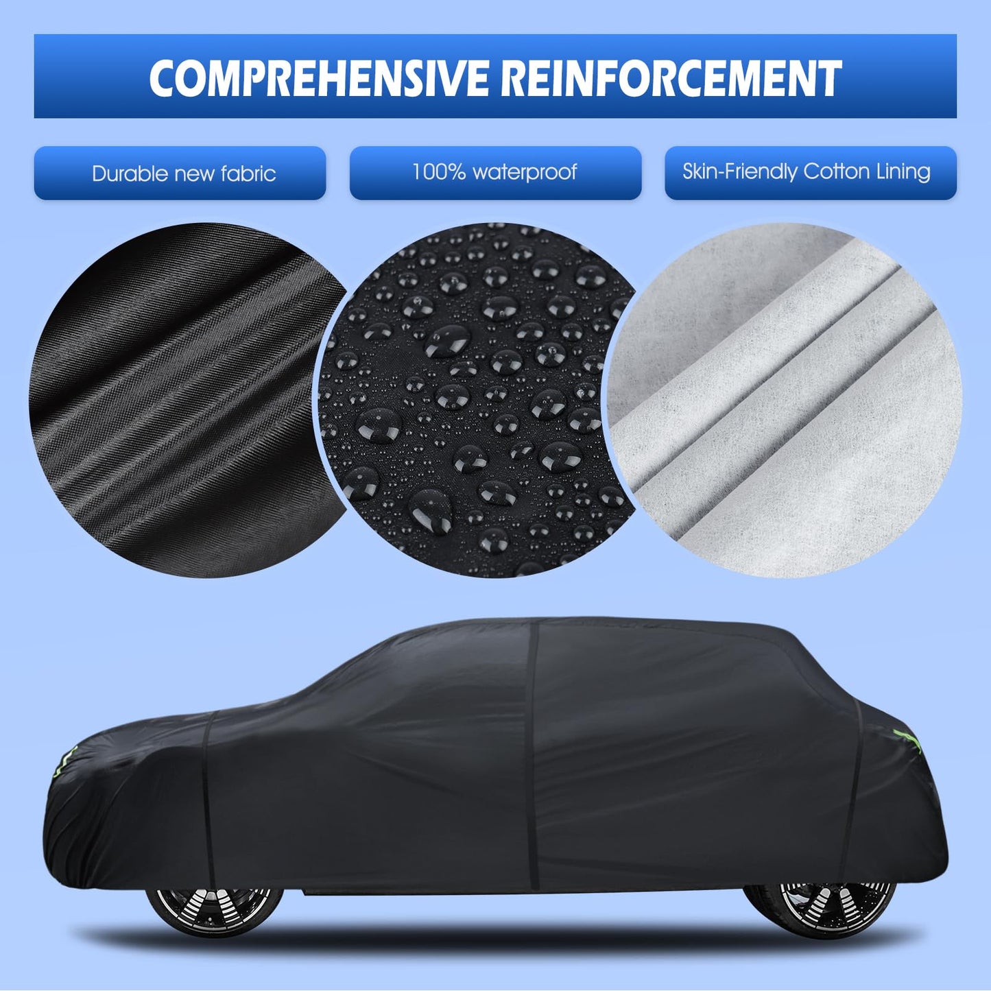 6 Layers SUV Car Cover Waterproof All Weather for Automobiles, Size A5 with Zipper & Cotton Universal Fit for Buick Encore, Chevrolet Trax, Ford Escape (Up to 181inch), Silver