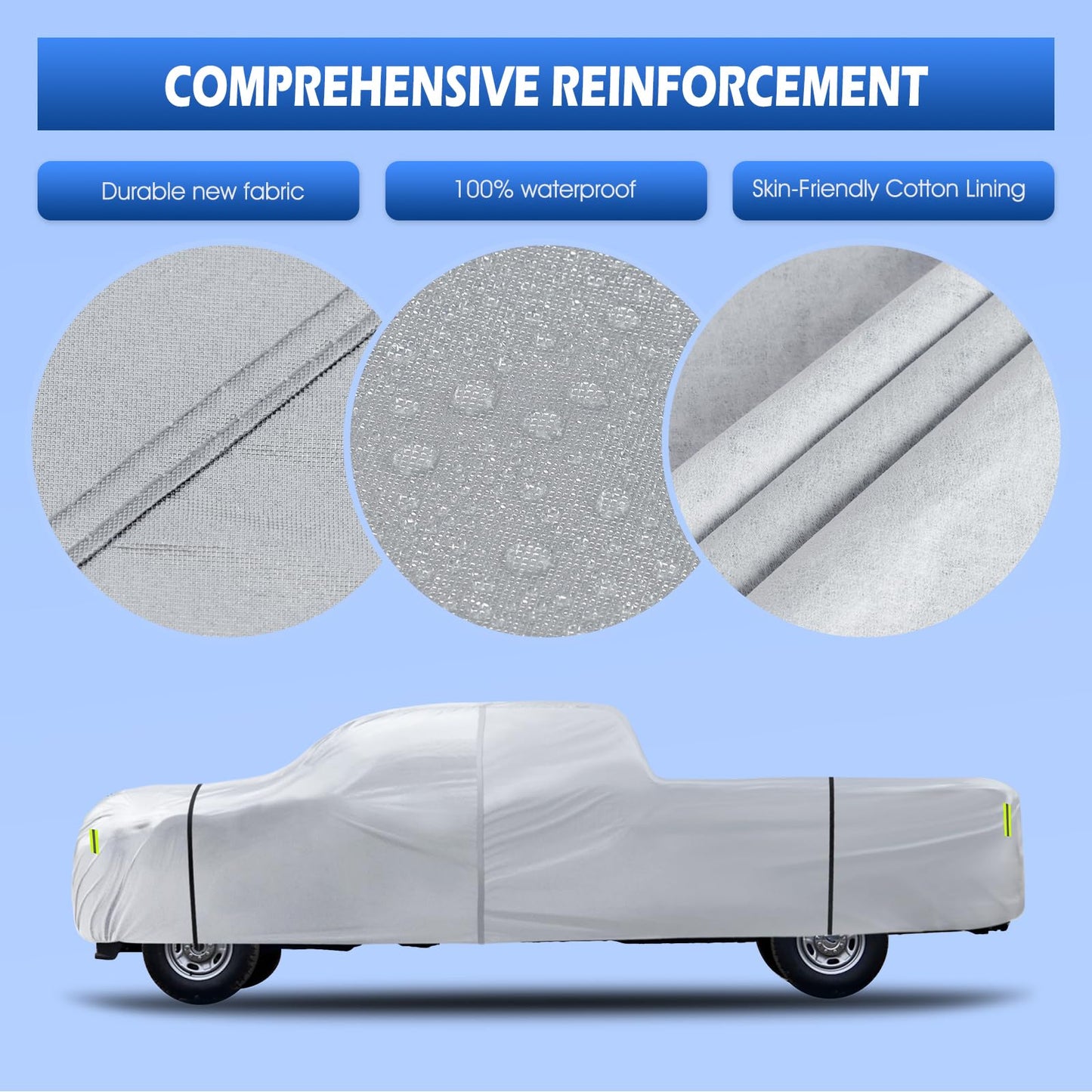 6 Layers SUV Car Cover Waterproof All Weather for Automobiles, Size A5 with Zipper & Cotton Universal Fit for Buick Encore, Chevrolet Trax, Ford Escape (Up to 181inch), Silver